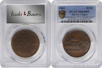 1861 Bombardment of Fort Sumter Medal. Type I. HK-11c. Rarity-7. Copper. MS-64 BN (PCGS).

34 mm. Richly toned in blended autumn-brown and medium co...