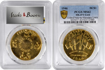 1946 United Nations Monetary Pattern. HK-873, Bruce-X#1b. Rarity-6. Gold. MS-62 (PCGS).

37 mm. Bright satin to semi-reflective surfaces with a bold...
