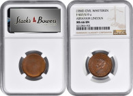 Undated (1860) Lincoln Portrait / Blank with Raised Rim and Denticulated Border. Fuld-507/519 a. Rarity-8. Copper. Plain Edge. MS-66 BN (NGC).

22 m...