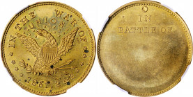 Civil War Identification Tag. Unissued. Eagle, IN THE WAR OF 1861, 2 & 3. Maier-Stahl 5C. Brass. MS-63 (NGC).

30 mm. A satin to modestly semi-refle...
