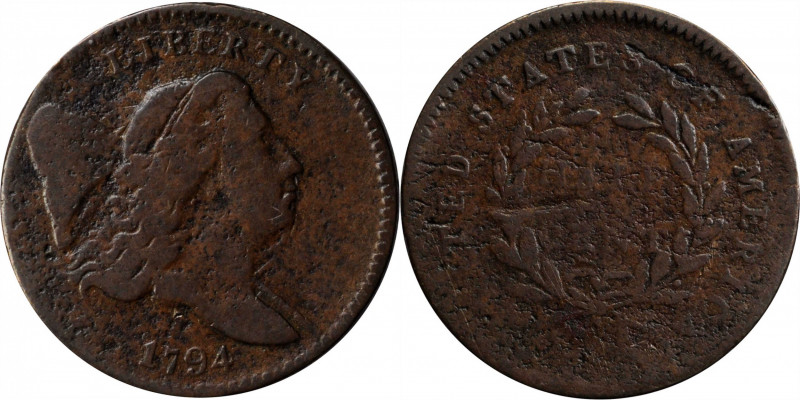 1794 Liberty Cap Half Cent. C-2b. Rarity-5+. Normal Head. Large Edge Letters. Ve...