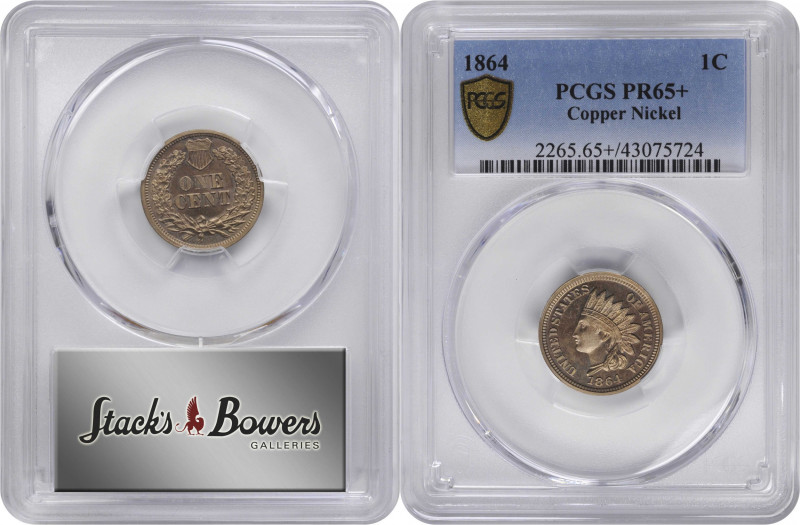 1864 Indian Cent. Copper-Nickel. Proof-65+ (PCGS).

Exquisite tannish-rose sur...