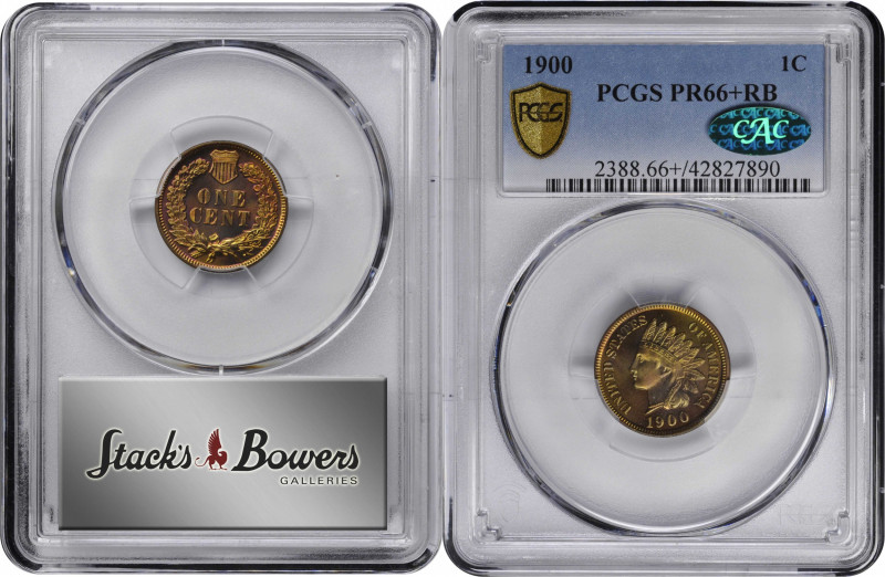 1900 Indian Cent. Proof-66+ RB (PCGS). CAC.

This breathtakingly beautiful spe...