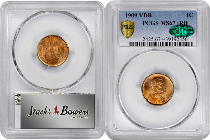 1909 Lincoln Cent. V.D.B. MS-67+ RD (PCGS).

Virtually pristine satiny surface...