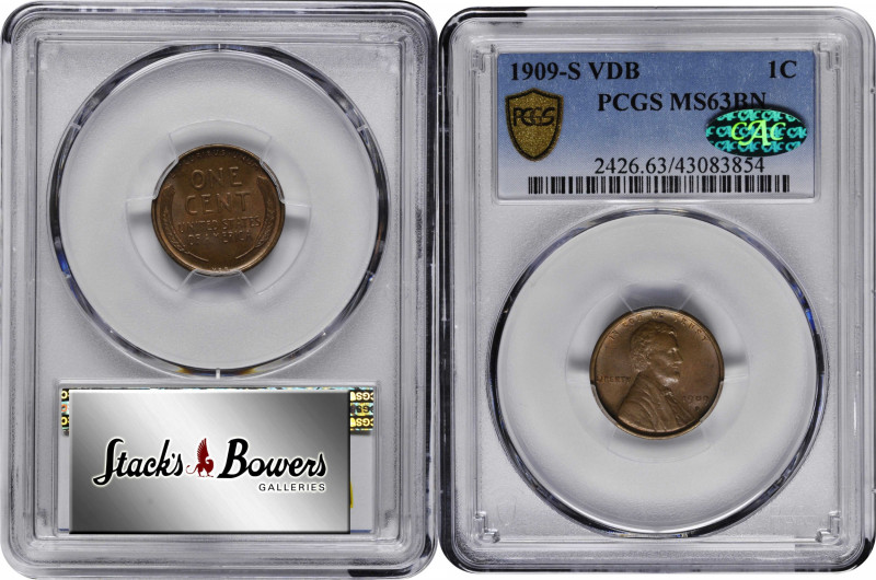 1909-S Lincoln Cent. V.D.B. MS-63 BN (PCGS). CAC.

A wholly original, overall ...