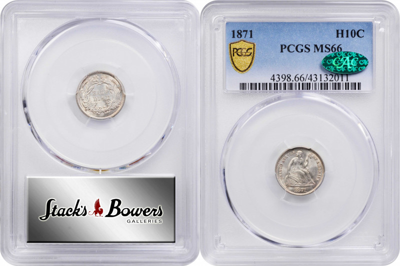 1871 Liberty Seated Half Dime. MS-66 (PCGS). CAC.

A smattering of light golde...