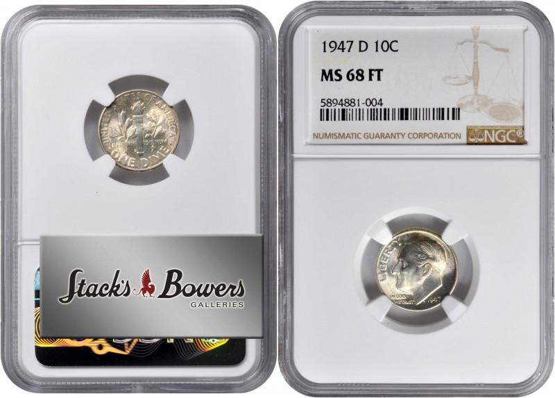 1947-D Roosevelt Dime. MS-68 FT (NGC).

Virtual perfection in a Roosevelt dime...