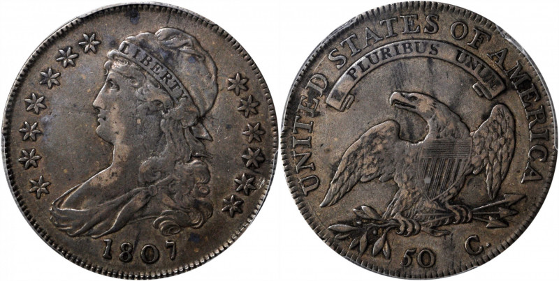 1807 Capped Bust Half Dollar. O-113. Rarity-2. Small Stars. VF-30 (PCGS).

A w...