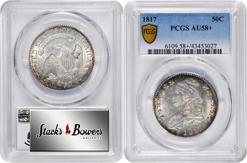 1817 Capped Bust Half Dollar. O-110/110a (intermediate die state). Rarity-2. AU-...