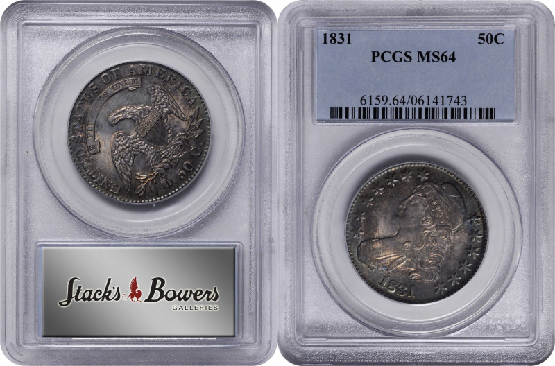 1831 Capped Bust Half Dollar. O-104. Rarity-1. MS-64 (PCGS).

Pleasing blue-gr...