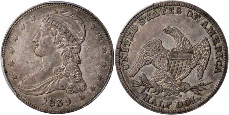 1839 Capped Bust Half Dollar. Reeded Edge. HALF DOL. GR-2. Rarity-5+. Large Lett...