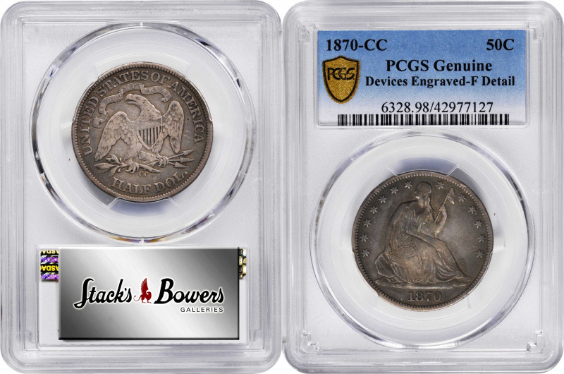 1870-CC Liberty Seated Half Dollar. WB-2. Rarity-5. Fine Details--Devices Engrav...