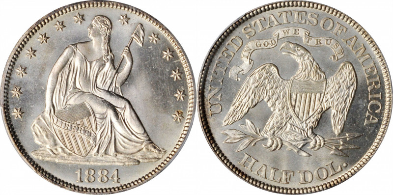 1884 Liberty Seated Half Dollar. WB-102. Repunched Date. MS-65 (PCGS). CAC.

A...