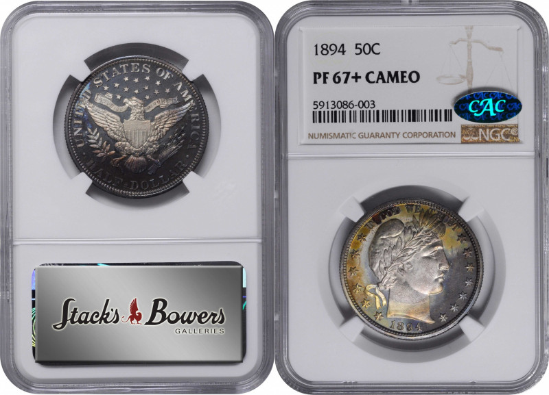 1894 Barber Half Dollar. Proof-67+ Cameo (NGC). CAC.

Rich apricot and steel-b...