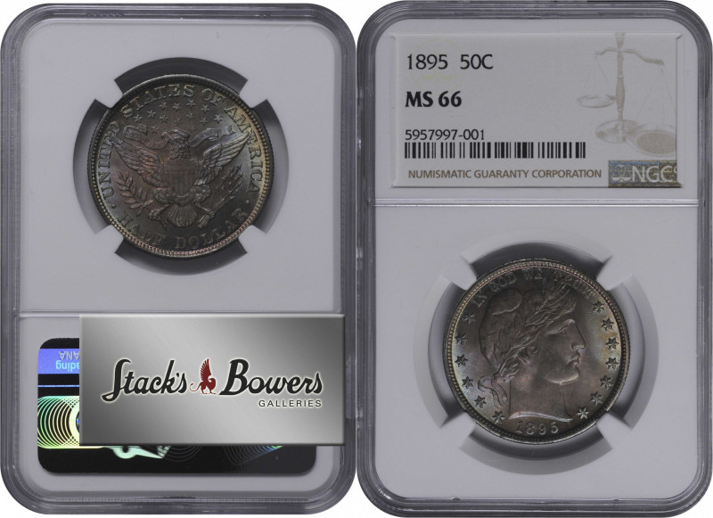 1895 Barber Half Dollar. MS-66 (NGC).

Incredibly beautiful toning of soft pow...