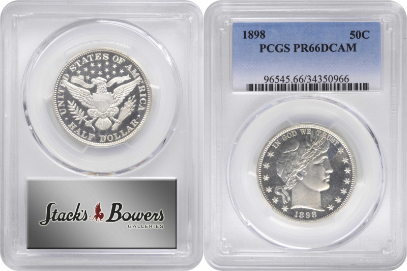 1898 Barber Half Dollar. Proof-66 Deep Cameo (PCGS).

The fully brilliant fiel...