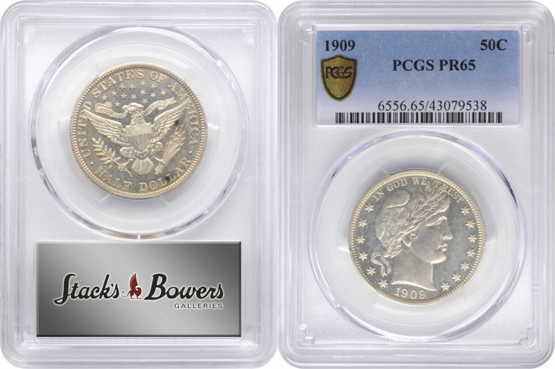 1909 Barber Half Dollar. Proof-65 (PCGS).

Bright and sharp, this piece displa...