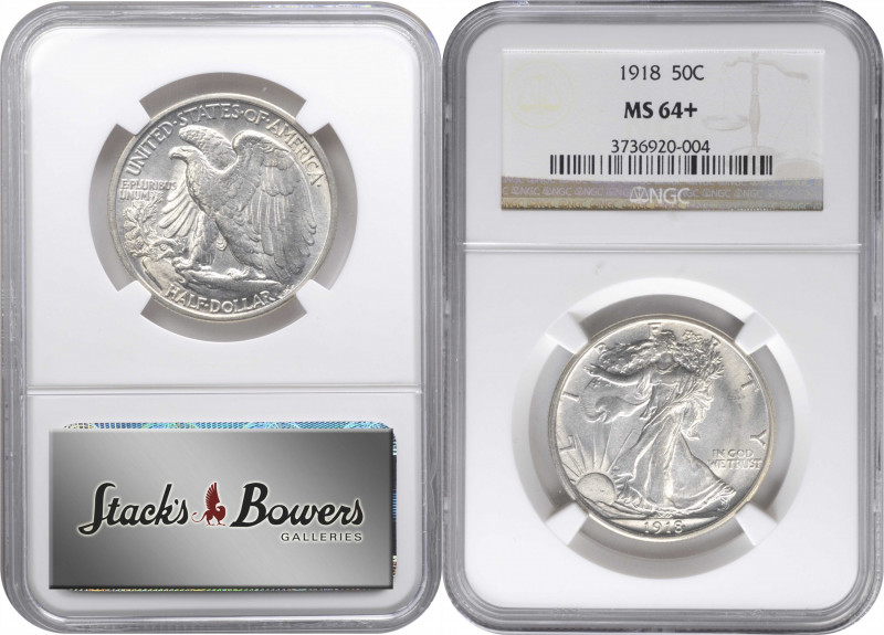 1918 Walking Liberty Half Dollar. MS-64+ (NGC).

A lustrous and brilliant exam...