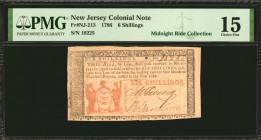 Lot of (2) NJ-211 & NJ-213. New Jersey. 1786. 1 & 6 Shillings. PMG Choice Fine 15 & Very Fine 20 Net, Repaired.

Signatures seen of Ewing, Smith, an...