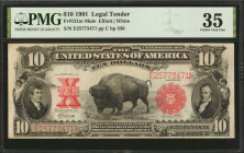 Fr. 121m. 1901 $10 Legal Tender Mule Note. PMG Choice Very Fine 35.

John Burke back plate #336. A mid-grade example of this Bison Mule note, which ...