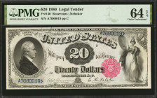 Fr. 140. 1880 $20 Legal Tender Note. PMG Choice Uncirculated 64 EPQ.

A nearly-Gem offering of this 1880 Series Twenty, which depicts Alexander Hami...