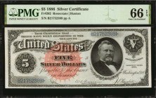 Fr. 262. 1886 $5 Silver Certificate. PMG Gem Uncirculated 66 EPQ.

One of the finer examples of this popular variety that we have handled in quite s...