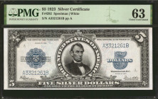 Fr. 282. 1923 $5 Silver Certificate. PMG Choice Uncirculated 63.

A very attractive Uncirculated $5 porthole, that faces up far nicely for the assig...