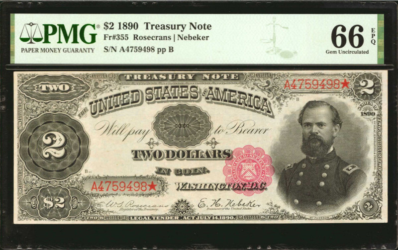 Fr. 355. 1890 $2 Treasury Note. PMG Gem Uncirculated 66 EPQ.

Just a little ov...