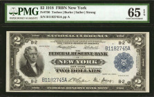Fr. 750. 1918 $2 Federal Reserve Bank Note. New York. PMG Gem Uncirculated 65 EPQ.

Certainly one of the more popular large size types and always a ...
