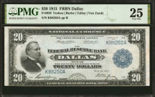 Fr. 830. 1915 $20 Federal Reserve Bank Note. Dallas. PMG Very Fine 25.

A monster note from this excessively scarce variety. This Friedberg number d...