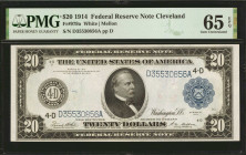 Fr. 979a. 1914 $20 Federal Reserve Note. Cleveland. PMG Gem Uncirculated 65 EPQ.

A high grade Gem example of this Cleveland Twenty, which is tied f...