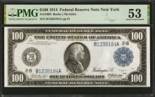 Fr. 1088. 1914 $100 Federal Reserve Note. New York. PMG About Uncirculated 53.

A bright & boldly printed example of this New York Hundred. This Abo...