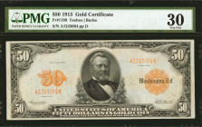 Fr. 1199. 1913 $50 Gold Certificate. PMG Very Fine 30.

An elusive 1913 Series Fifty, offered here in a Very Fine grade. The overprints remain attra...
