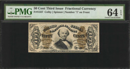 Fr. 1337. 50 Cents. Third Issue. PMG Choice Uncirculated 64 EPQ.

A green back Spinner note with "1" on face and surcharges on back. This is a real ...