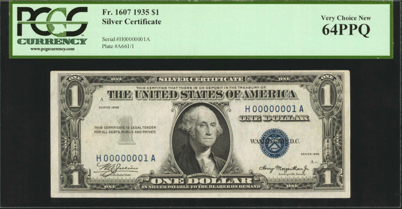 Fr. 1607. 1935 $1 Silver Certificate. PCGS Currency Very Choice New 64 PPQ. Seri...