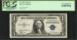 Fr. 1607. 1935 $1 Silver Certificate. PCGS Currency Very Choice New 64 PPQ. Serial Number 1.

Offered here is an impressive serial number 1 example ...