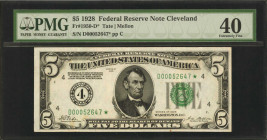 Fr. 1950-D*. 1928 $5 Federal Reserve Star Note. Cleveland. PMG Extremely Fine 40.

This Cleveland replacement Five is bested by just a single note. ...