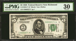 Fr. 1950-E*. 1928 $5 Federal Reserve Star Note. Richmond. PMG Very Fine 30.

PMG has graded just three notes for this replacement Richmond type and ...