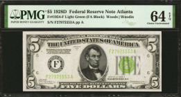 Fr. 1954-F. 1928D $5 Federal Reserve Note. Atlanta. PMG Choice Uncirculated 64 EPQ.

One such rarity we are proud to offer is this Fr. 1954-F 1928D ...