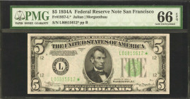 Fr. 1957-L*. 1934A $5 Federal Reserve Star Note. San Francisco. PMG Gem Uncirculated 66 EPQ.

Another highlight of this collection and the only exam...