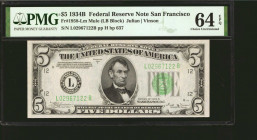 Fr. 1958-Lm. 1934B $5 Federal Reserve Mule Note. San Francisco. PMG Choice Uncirculated 64 EPQ.

Of the two known examples, this is by far the fines...