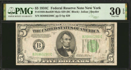 Fr. 1959-Bm629. 1934C $5 Federal Reserve Mule Note. New York. PMG Very Fine 30 EPQ.

Back plate 629. Just two examples of this Mule variety have bee...