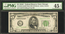 Fr. 1959-Gm629. 1934C $5 Federal Reserve Mule Note. Chicago. PMG Choice Extremely Fine 45 EPQ.

Back plate 629. Just three of these Mule 629 notes h...