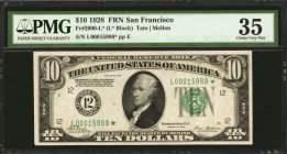 Fr. 2000-L*. 1928 $10 Federal Reserve Star Note. San Francisco. PMG Choice Very Fine 35.

An appealing mid-grade offering of this San Francisco repl...