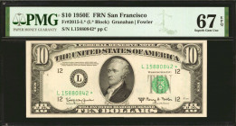 Fr. 2015-L*. 1950E $10 Federal Reserve Star Note. San Francisco. PMG Superb Gem Uncirculated 67 EPQ.

The sole finest San Francisco 1950E Star. Wond...