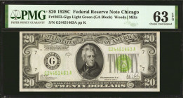 Fr. 2053-Glgs. 1928C $20 Federal Reserve Note. Chicago. PMG Choice Uncirculated 63 EPQ.

This note sits atop the PMG Population Report and is the so...