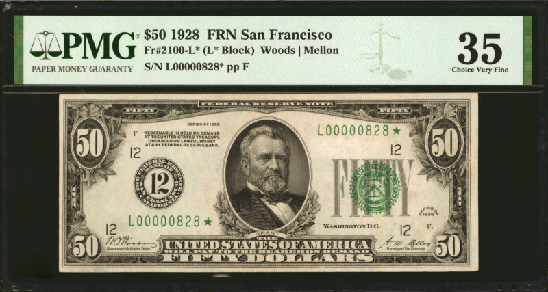 Fr. 2100-L*. 1928 $50 Federal Reserve Star Note. San Francisco. PMG Choice Very ...