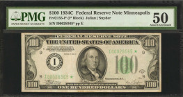 Fr. 2155-I*. 1934C $100 Federal Reserve Star Note. Minneapolis. PMG About Uncirculated 50.

PMG's pop reports lists just two examples graded for thi...
