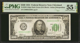 Fr. 2201-Ddgs. 1934 $500 Federal Reserve Note. Cleveland. PMG About Uncirculated 55 EPQ.

Dark green seal. A bright & attractive About Uncirculated ...