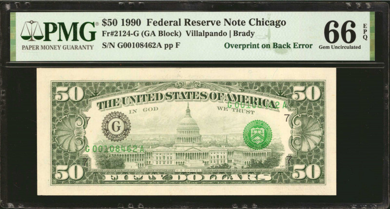 Fr. 2124-G. 1990 $50 Federal Reserve Note. Chicago. PMG Gem Uncirculated 66 EPQ....